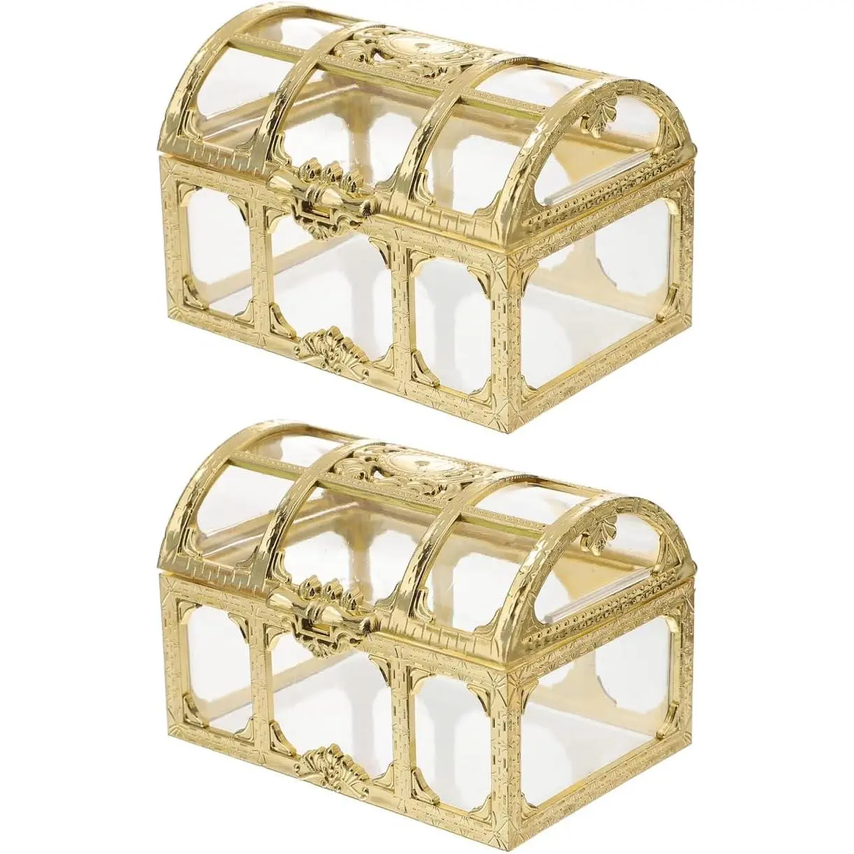 Transparent Pirate Treasure Crystal Boxes 2Pcs Durable Plastic Jewelry & Trinket Organizers, Secure Keepsake Chests Perfect for Home Decor, Present Giving & Collectible Storage, Ideal for Ki