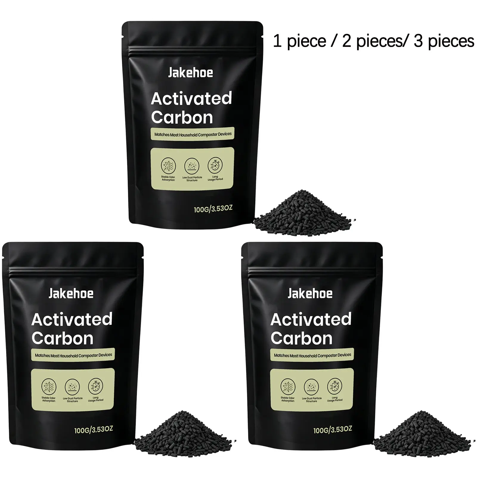 Activated Carbon (100g/100g*2/100g*3), Mild Freshening Odor Remover, Multi-Purpose Home Cleaning, Refrigerator Closet Air Purifier