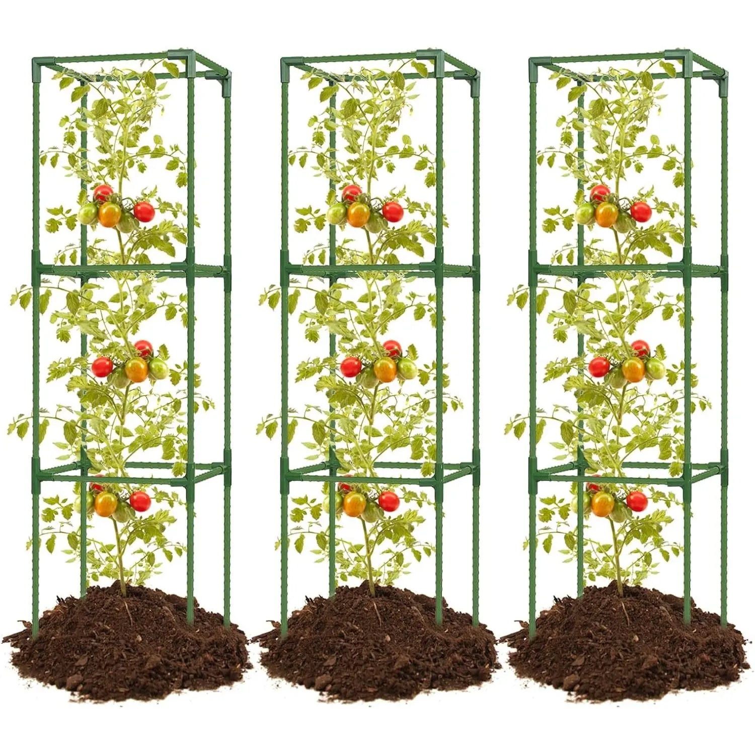 3 Pack Tomato Cage for Garden, 47 Inch Heavy-Duty Tomato Trellis, Height Adjustable Garden Trellis for Climbing Plants Vegetables Flowers Cucumber Peony