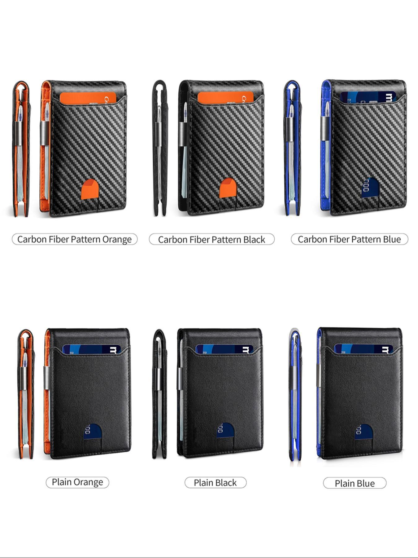 Men's Carbon Fiber Pattern with Card Slots, Slim Wallet with RFID Blocking, Thin Design for Easy Carry and Security, RFID Blocking Wallets