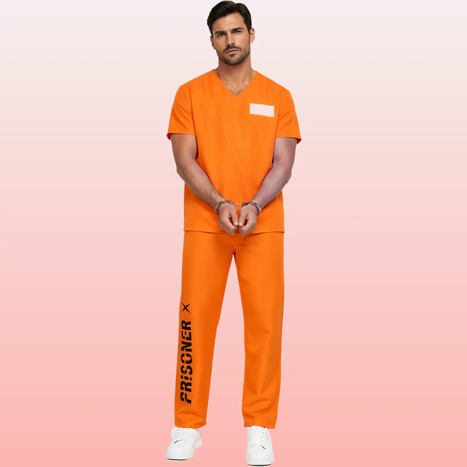 Luigi Cosplay Orange Jail Jumpsuit American Prison Costume For Halloween Role Play Party