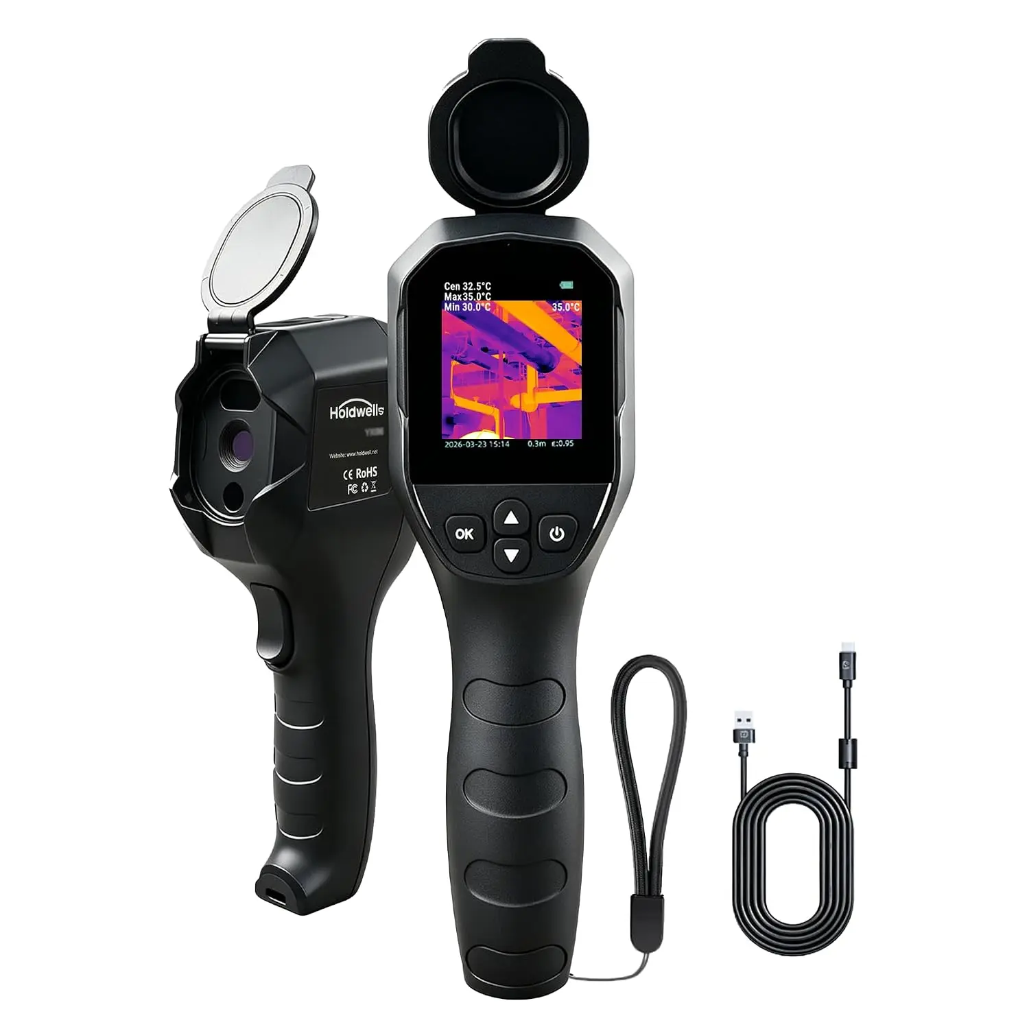 Automotive Engine & Transmission Repair Thermal Imaging Camera, 240x240 TISR Super Resolution, 96x96 IR Sensor, 25Hz Refresh Rate, -4°F to 1022°F Range, IP54 Rated, 6 Color Palettes, 2000mAh Battery, Car Repair Inspection Tool