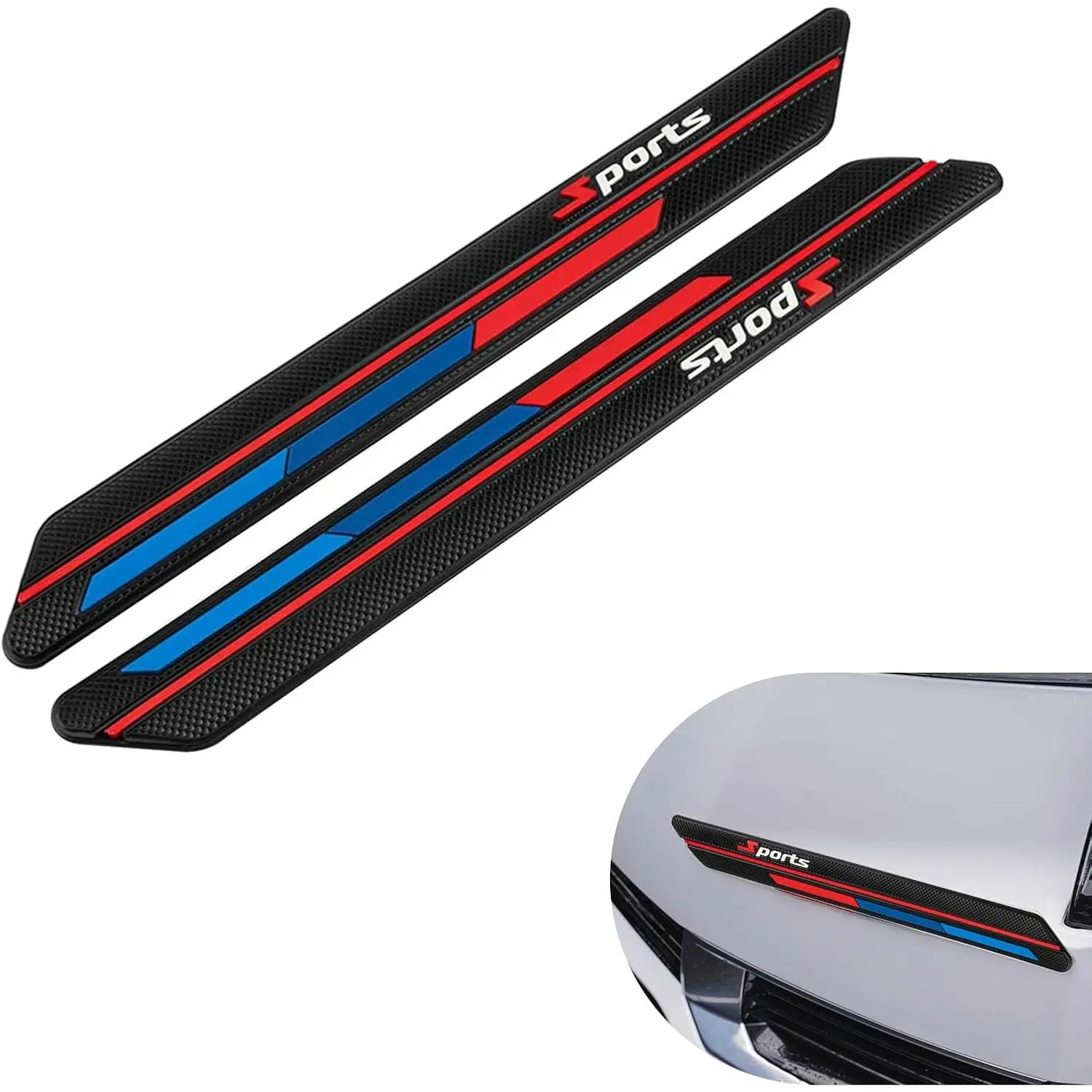 2 count  Side  Anti- Strips,  Style Front Rear Bumper Protector Stickers, Self-Adhesive  Door  Anti-Scratch Protector,  for   (Black)