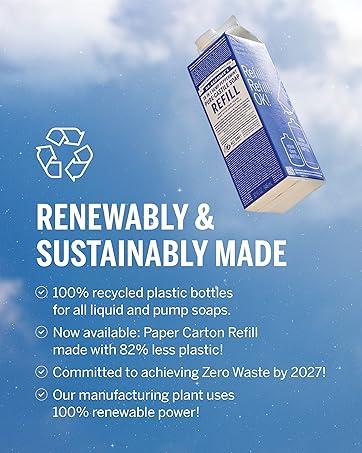 Pure-Castile Liquid Soap- Made with Regenerative Organic Certified Oils- 18-in-1 Uses for Face, Body, Hand, Hair, Laundry & More- Vegan, Non-GMO- Body Wash- Peppermint,32oz