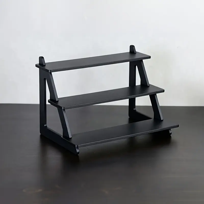 3-Tier Ladder Display Riser Shelf, PVC Step Desktop Storage Organizer Stand, Multi Layer Countertop Collectible Rack, Collectibles Shelf, Decorative Tiered Holder for Mini Statues, Ornaments, Cosmetic Trinkets, Tabletop Decor for Craft Exhibition Decor