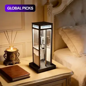 British Vintage Phone Booth Shape LED Decorative Lamp, Creative Bedroom Night Light, Home Desktop Ornament, Christmas Festival Decoration, Cozy Lighting