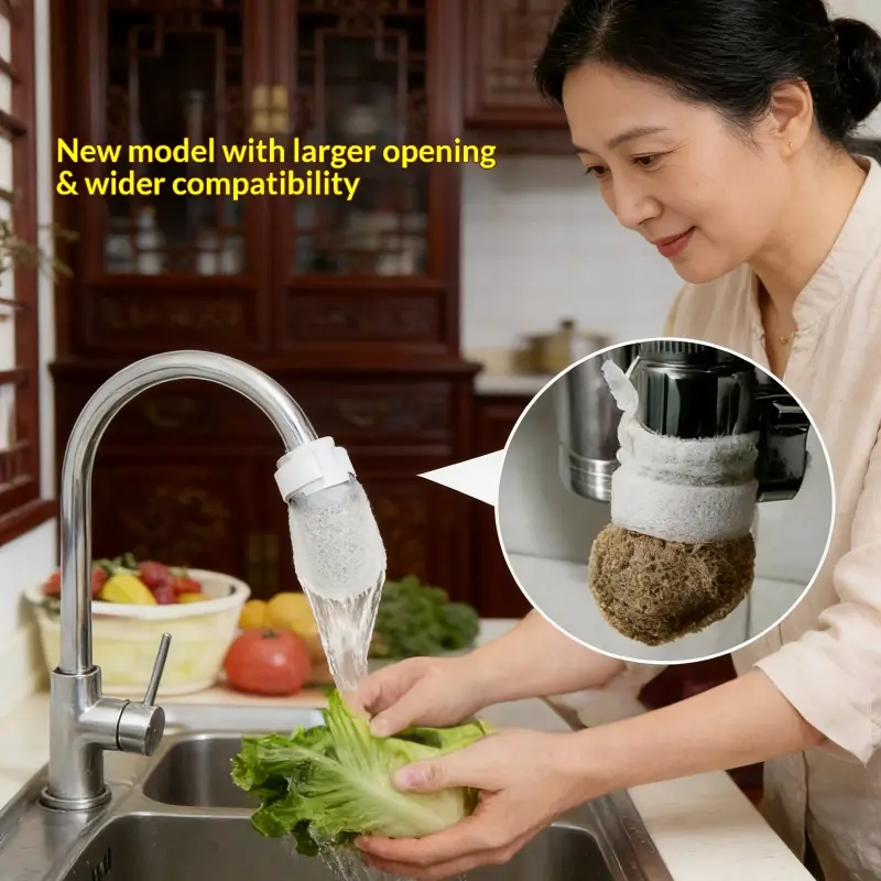100 filter cartridges + 20 T-shaped hanging straps, disposable faucet filter cotton, kitchen tap water filter, large-opening universal splash-proof filter bag