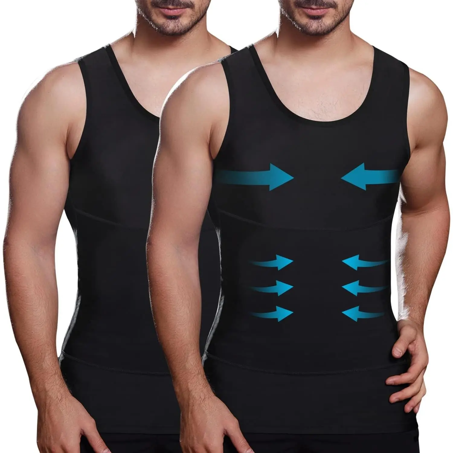 Mens Slimming Compression Shirt, Body Shaper Workout Tank Top, Gynecomastia Tummy Control Undershirts - Change in Seconds(Gift)