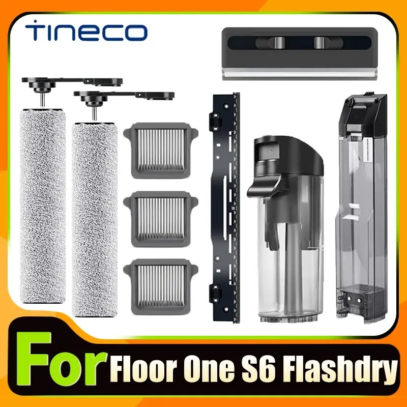 Compatible with Tineco Floor One S6 Flashdry, Wet Dry Brush Roller Filter, Vacuum Dirty Water Tank Parts, Replacement Accessories