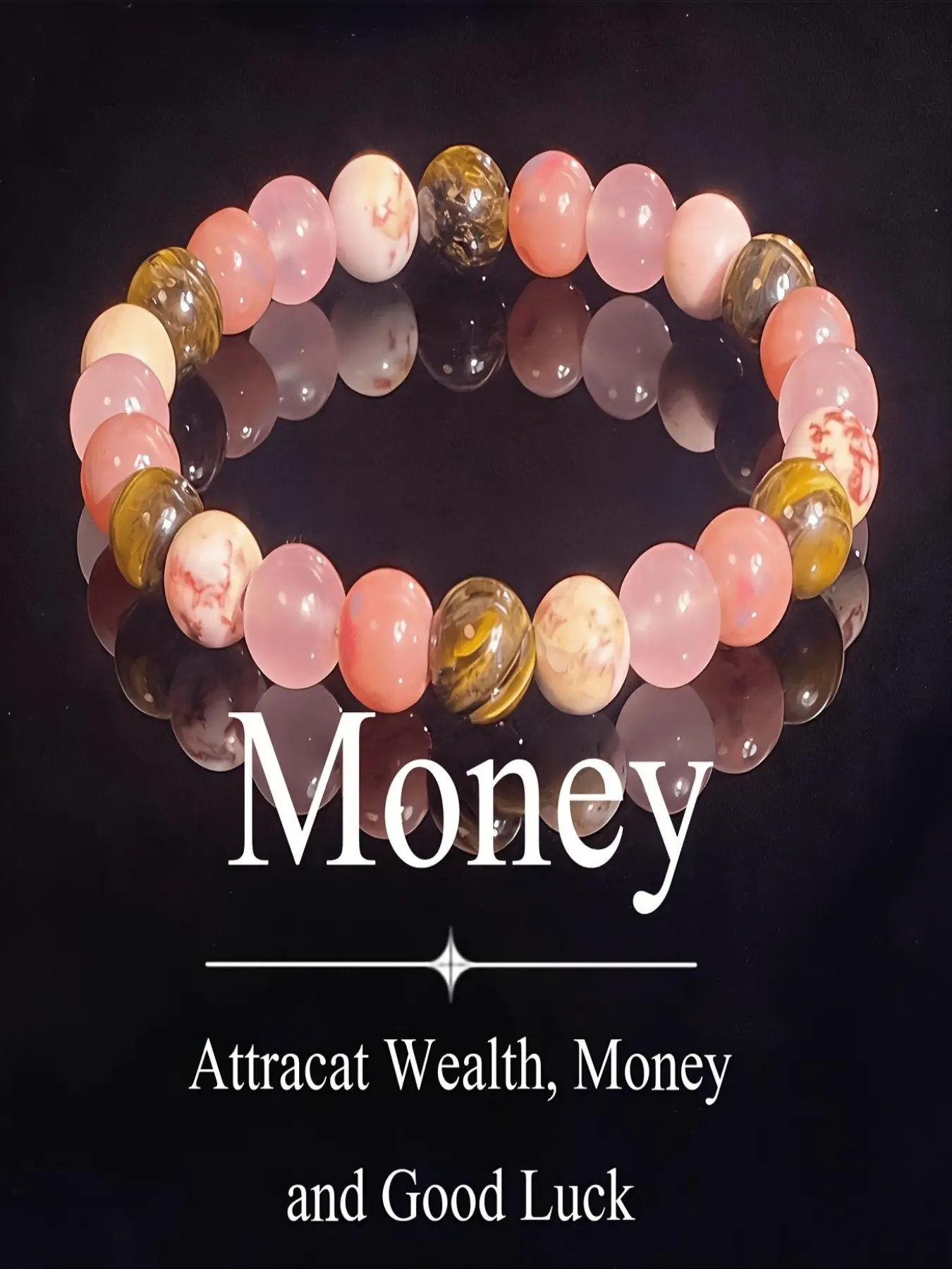 1 Natural Tiger's Eye Elastic Jewelry Bracelet with Pink Beads - Featuring a comfortable elastic design, suitable for daily wear and parties. A great Mother's Day gift and an all-season accessory.