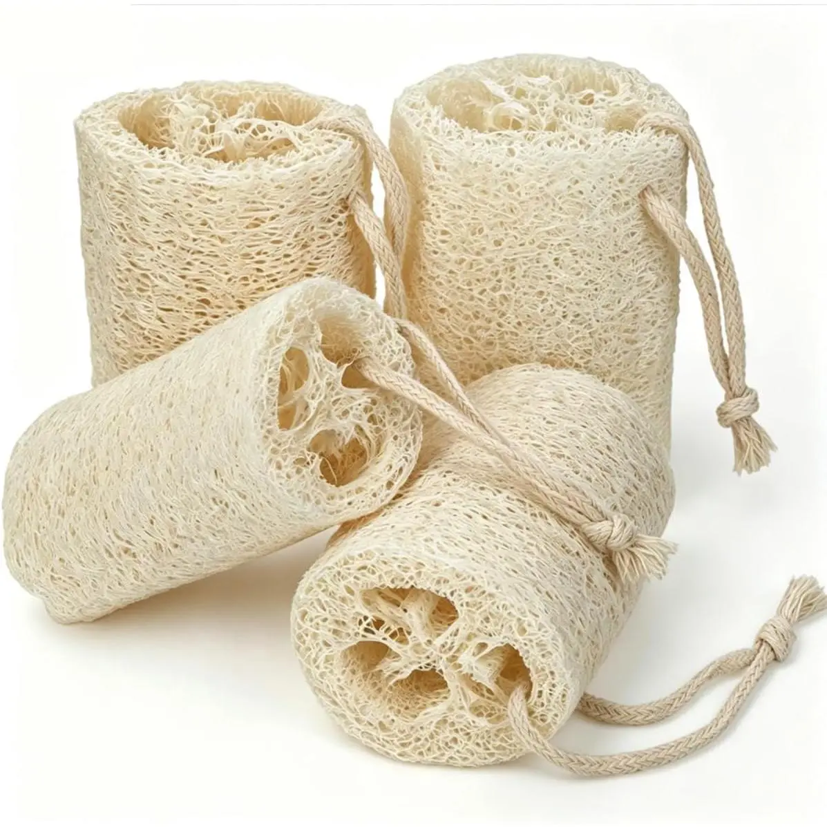 Natural Loofah Exfoliating Body Sponge Scrubber, 4 inch-Long Organic Loofa Luffa Plant-Based for Men & Women Skin Care Bath Shower Cleaning, Natural Sponges for Dishes