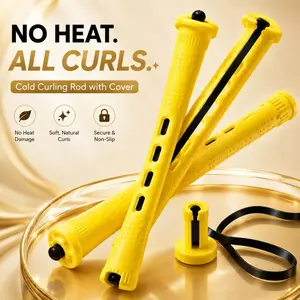 10/20/30/40/50/60Pcs Perm Rods Set for Natural Hair, Heatless Curling Rods with Lid, Plastic Cold Wave Hair Rollers, Non-Slip Curlers, Hair Curling Tool for Long Short Curly Textured Hair Styling