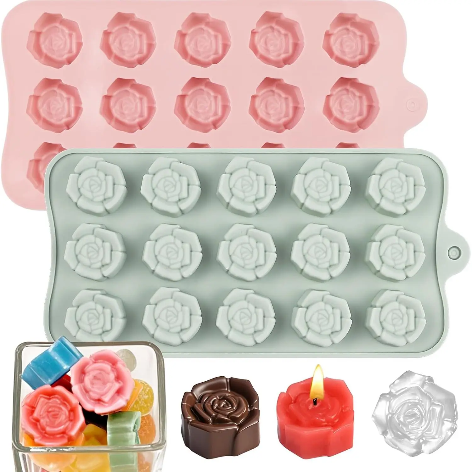 15-Cavity Silicone Rose Mold