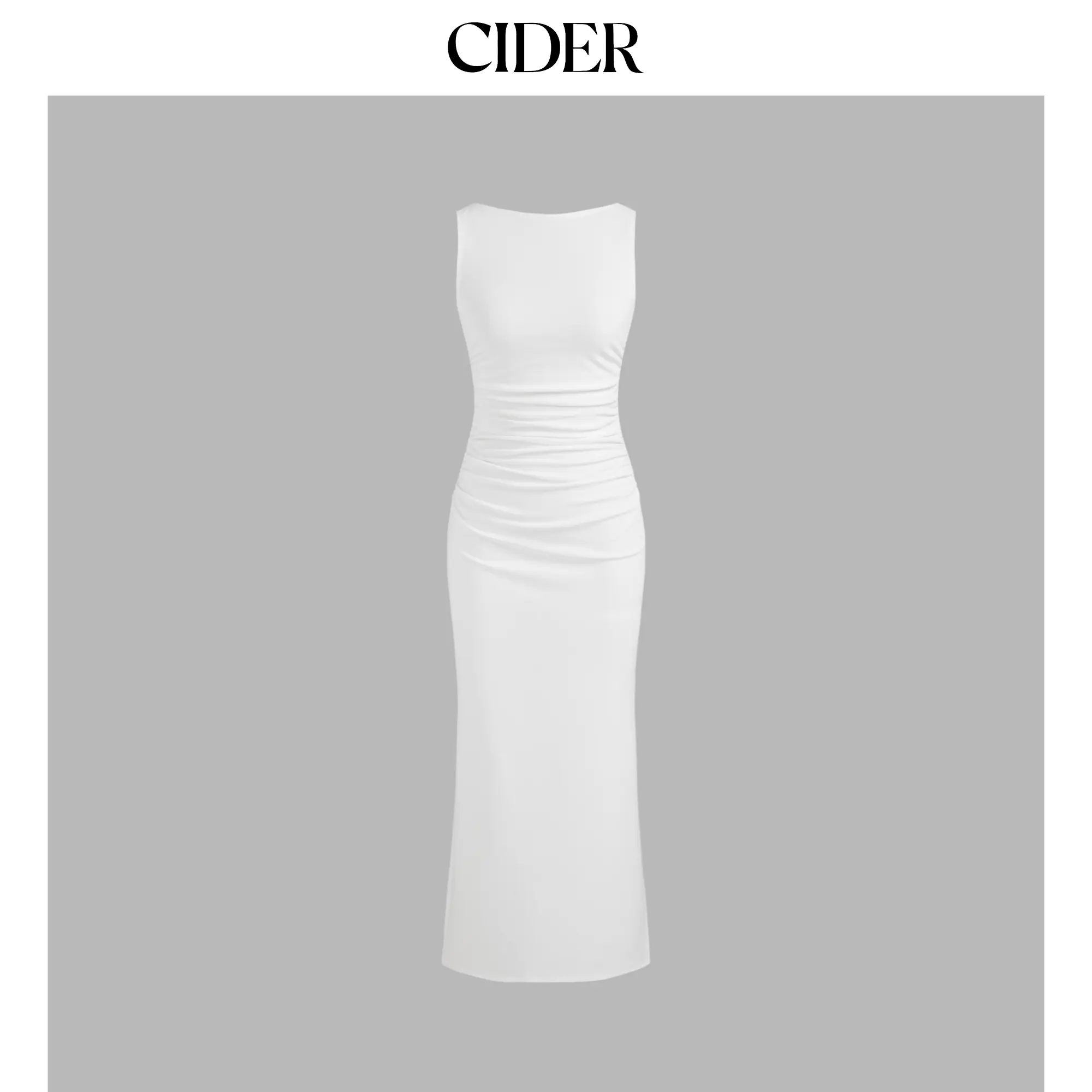 Women's Cider Solid Boat Neck Ruched Split Maxi Dress, Size 0-10 SohoChic