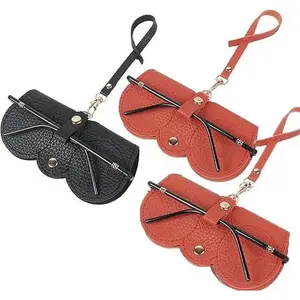 Cute Sunglasses Protective Case for Women, Eco-Friendly Plain Artificial Leather Design Textured Glasses Bag, Creative and Fashionable Portable Glasses Case, Engravable Girlfriend Gifts