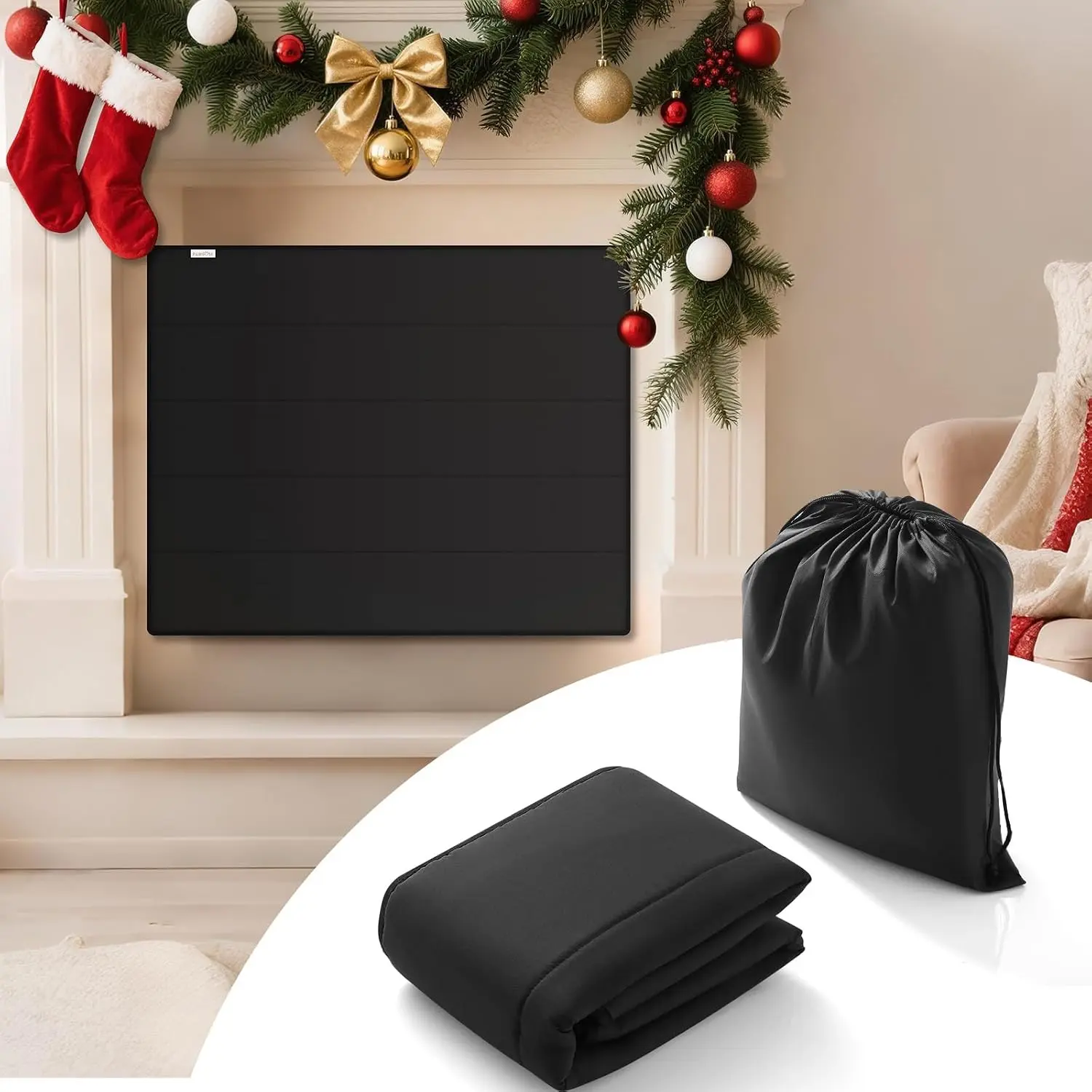 Magnetic Fireplace Cover - Stop Heat Loss & Keep Drafts Out with Built-in 12 Strong Magnets for Iron Fireplace Frame, 39x32 Inch