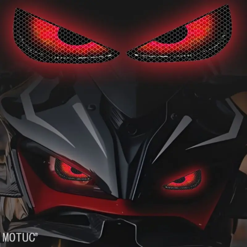 [motuc] Demon Eye Motorcycle Reflective Sticker, Beast Cartoon Animal Eyes, Self-Adhesive Waterproof, for Bike Headlight, Tank, Helmet, Multi-Color, Motorcycle Stickers