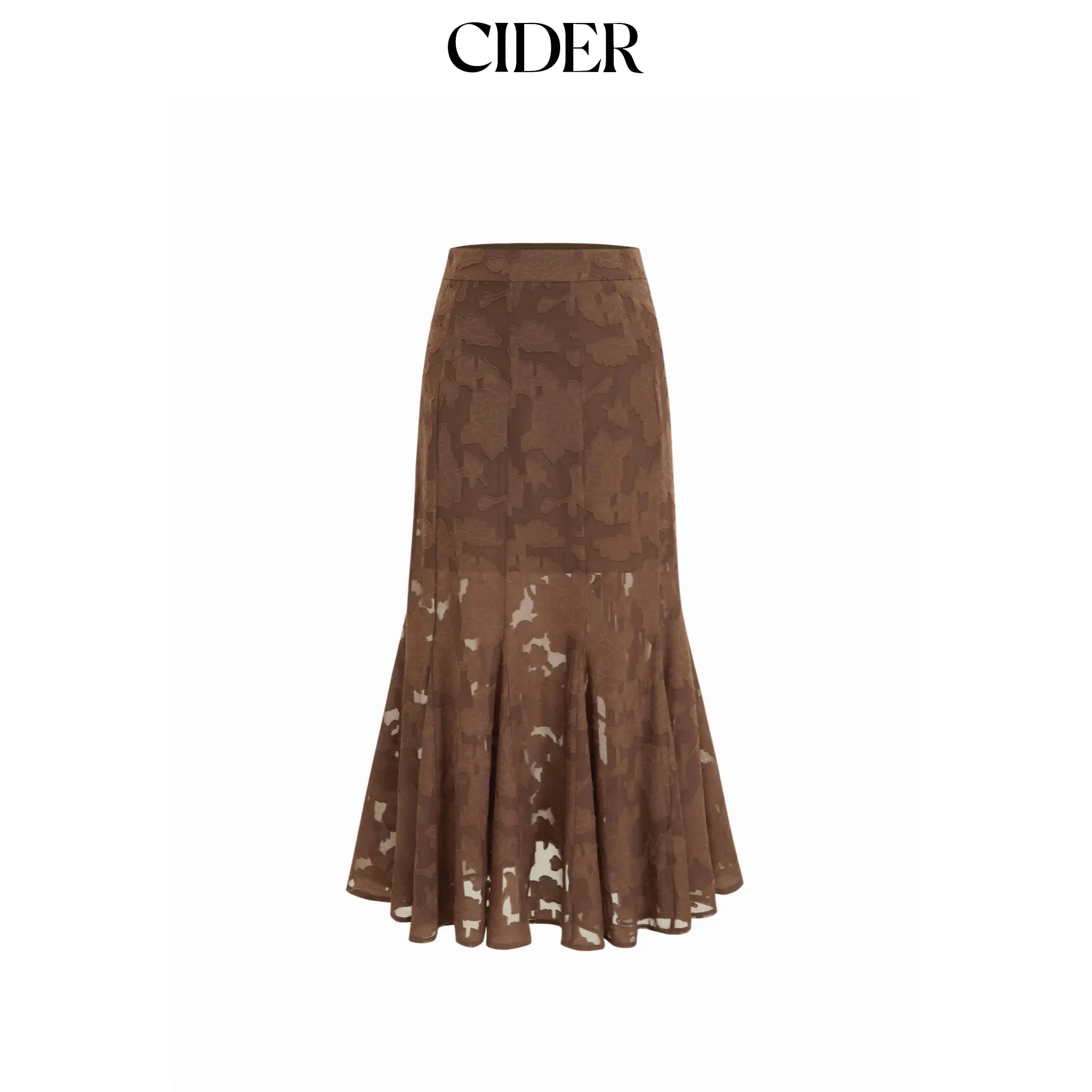 Cider Jacquard Mid Rise Mermaid Maxi Skirt