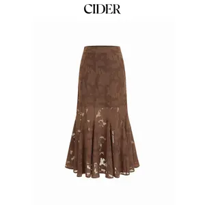 Cider Jacquard Mid Rise Mermaid Maxi Skirt
