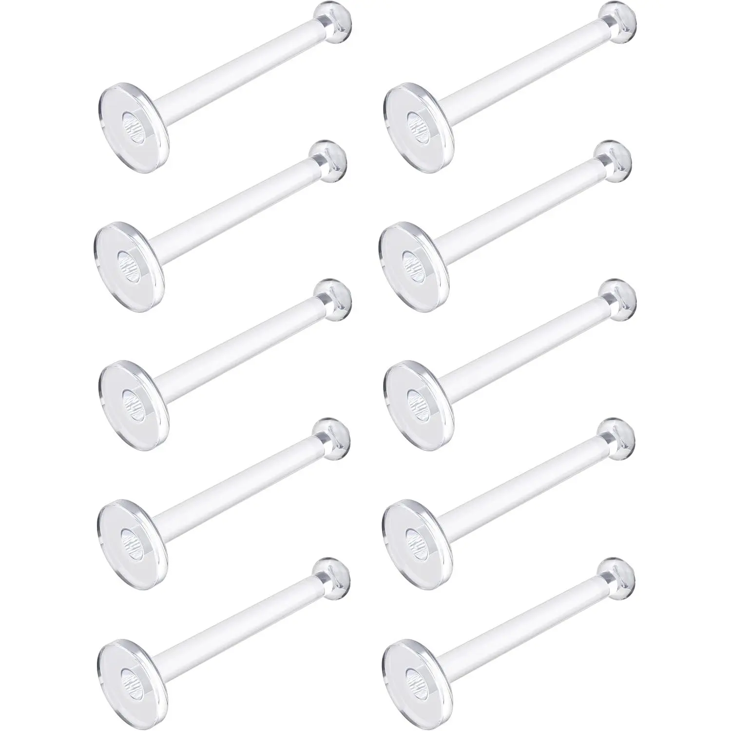 Flat Clear Tongue Ring For Work,  - 14g  Flat Tongue Rings For Women - 16mm (5/8) Flexible Straight Barbell Bioflex Plastic Tongue Rings  Retainer  Spacers (10pcs)