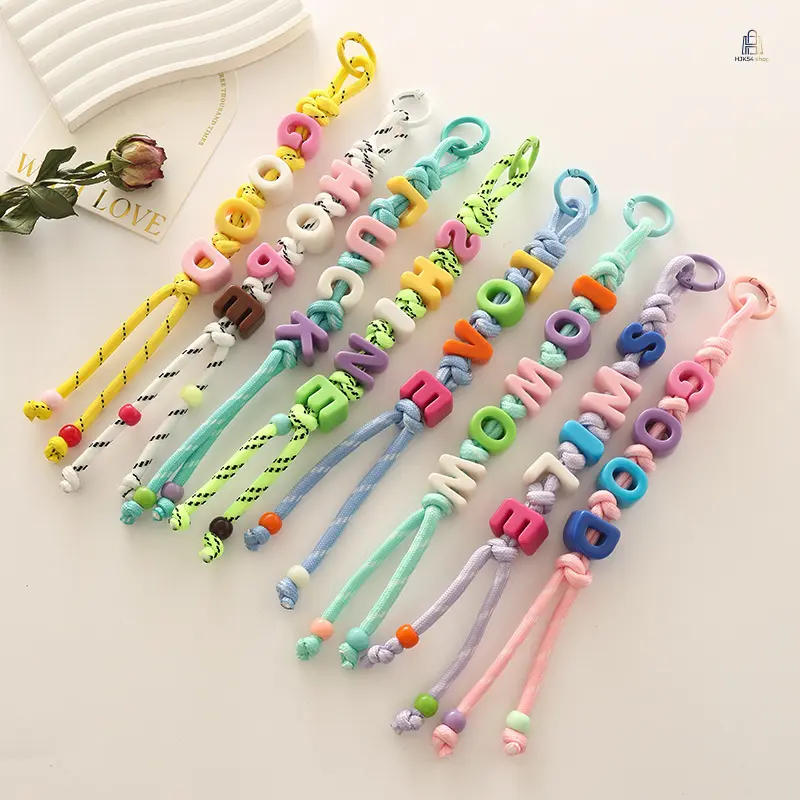 Letter Knotted Braided Wrist Strap |     Trendy Handmade Braided Accessory, Versatile Rope Charm for Keys & Cell Phones, Multi-style Fashion Portable Lanyard for Daily Decoration