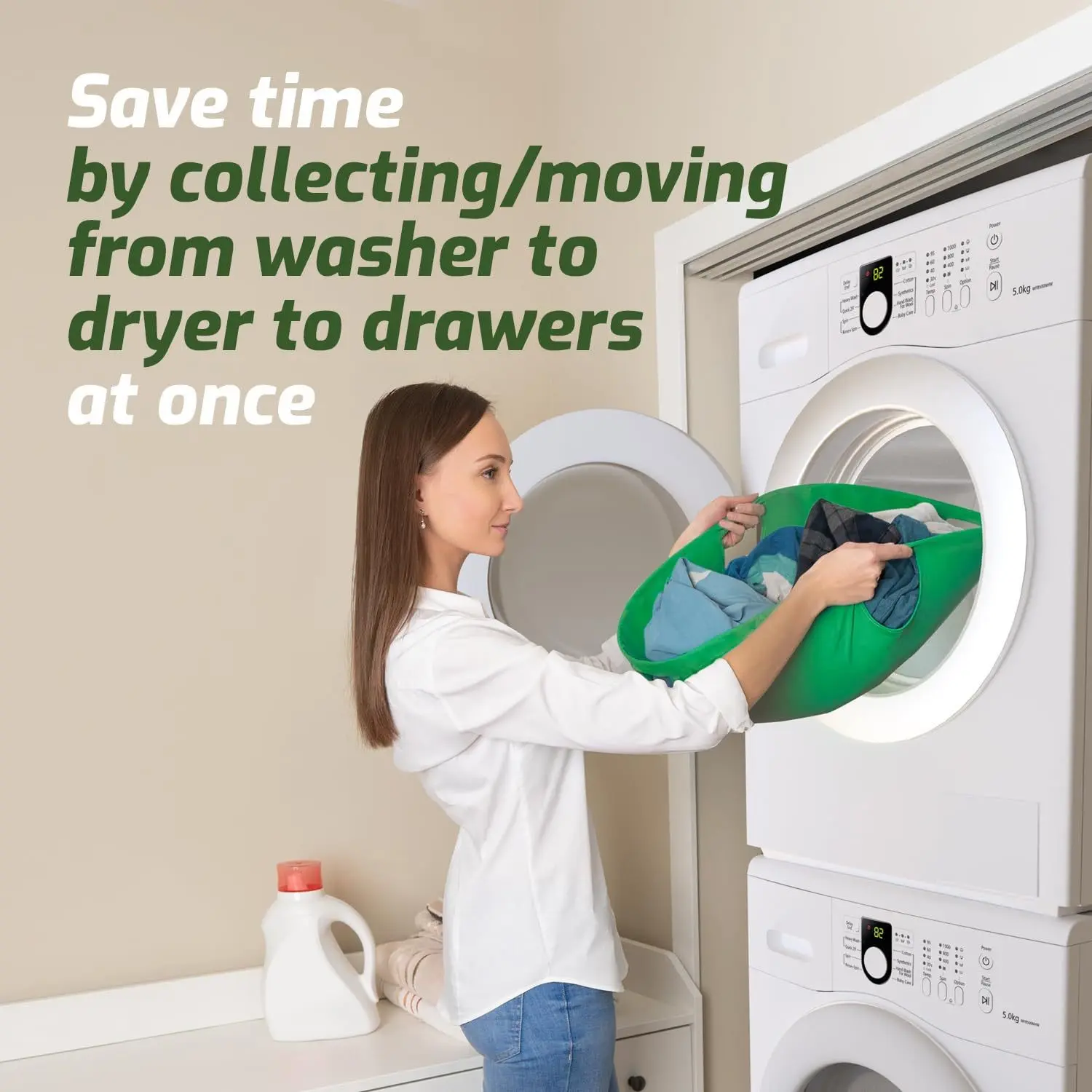 Innovative Portable Foldable Laundry Collector Basket, Multi-use Quick Transport Clothes Storage Bag for Moving Laundry from Washer to Dryer, Space Saving Collapsible Dirty Clothes Hamper for Home & Laundry Room, Folding Laundry Basket