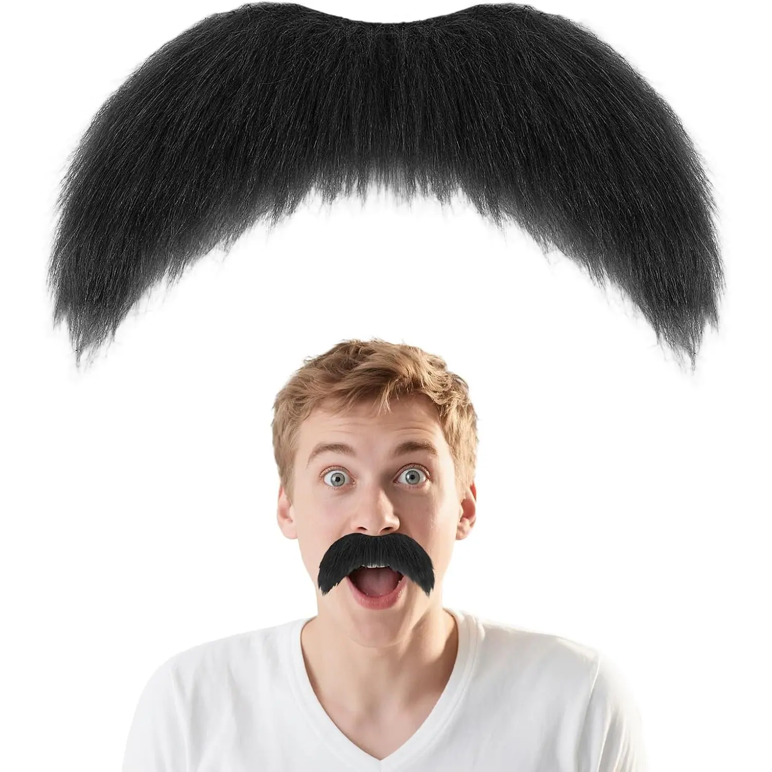 Mustache Beard - Self Adhesive Bushy Novelty Mustache Costume Accessory for Halloween,  and Funny Party Supplies