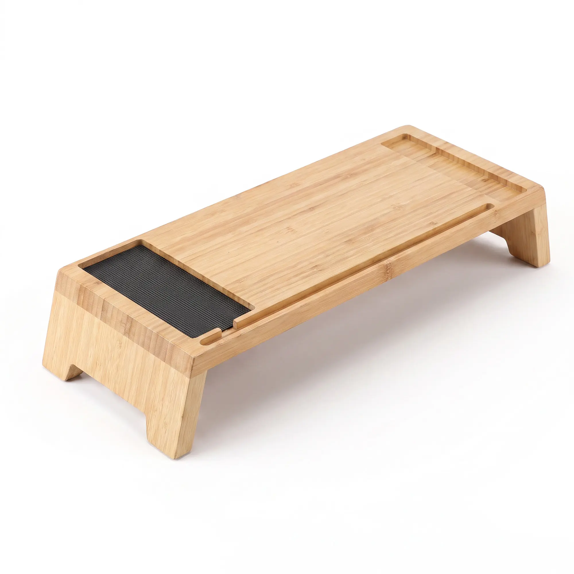 22In Bamboo Monitor Stand Riser – Ergonomic Desk Organizer for Home Office, Wooden Laptop Elevator Fits Most Screens, Holds 220 lbs