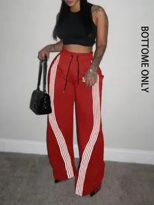 Unisex Solid Color Sport Pants, Side Stripe Design, Casual Comfortable Home Wear, Ideal for Relaxing at Home or Outdoor Walking