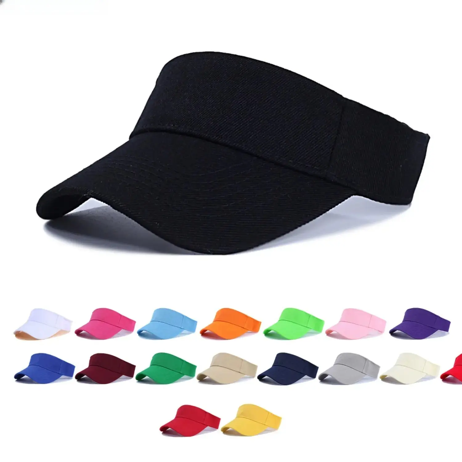 Cotton Sun Visor for Men & Women, Adjustable Open-Top Design with Wide, Curved Brim - Lightweight with UV Protection for Tennis, Running, and Hiking,travel essentials,camping essentials, Beach Hat, All Head Sizes