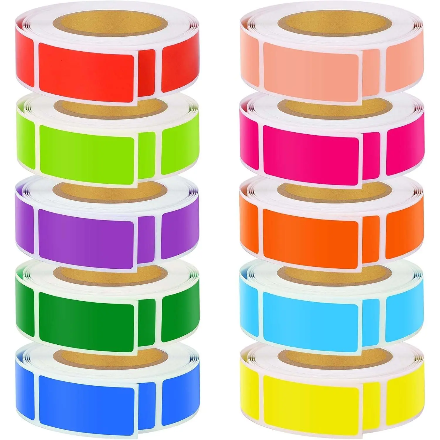 3000 PCS 10 Rolls Rectangular Color Coding Stickers 1.57 x 0.75 Inch Self-Adhesive Color Coding Label 10 Assorted Colors for Inventory and Home Organize, File Classification