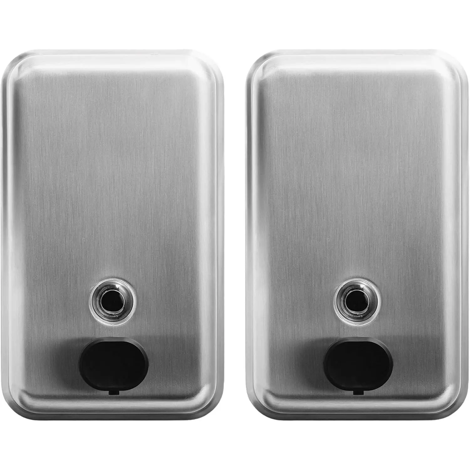 Commercial Soap Dispenser Wall Mount - 37oz (2-Pack), Heavy Duty, Stainless Steel Manual Soap Dispenser for Bathrooms with Corrosion Proof Lining and Anti-Leak, Patent-Pending Pump Design