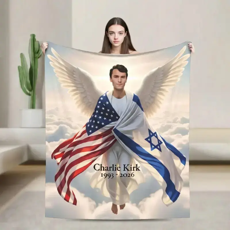 Charlie Kirk Themed Plush Blanket Super Warm Flannel Throw Ultra Soft Durable Fabric All Season Comfort Perfect For Living Room Bed Use Machine Washable Bedspread Essential, Flannel Cloth, One-Piece