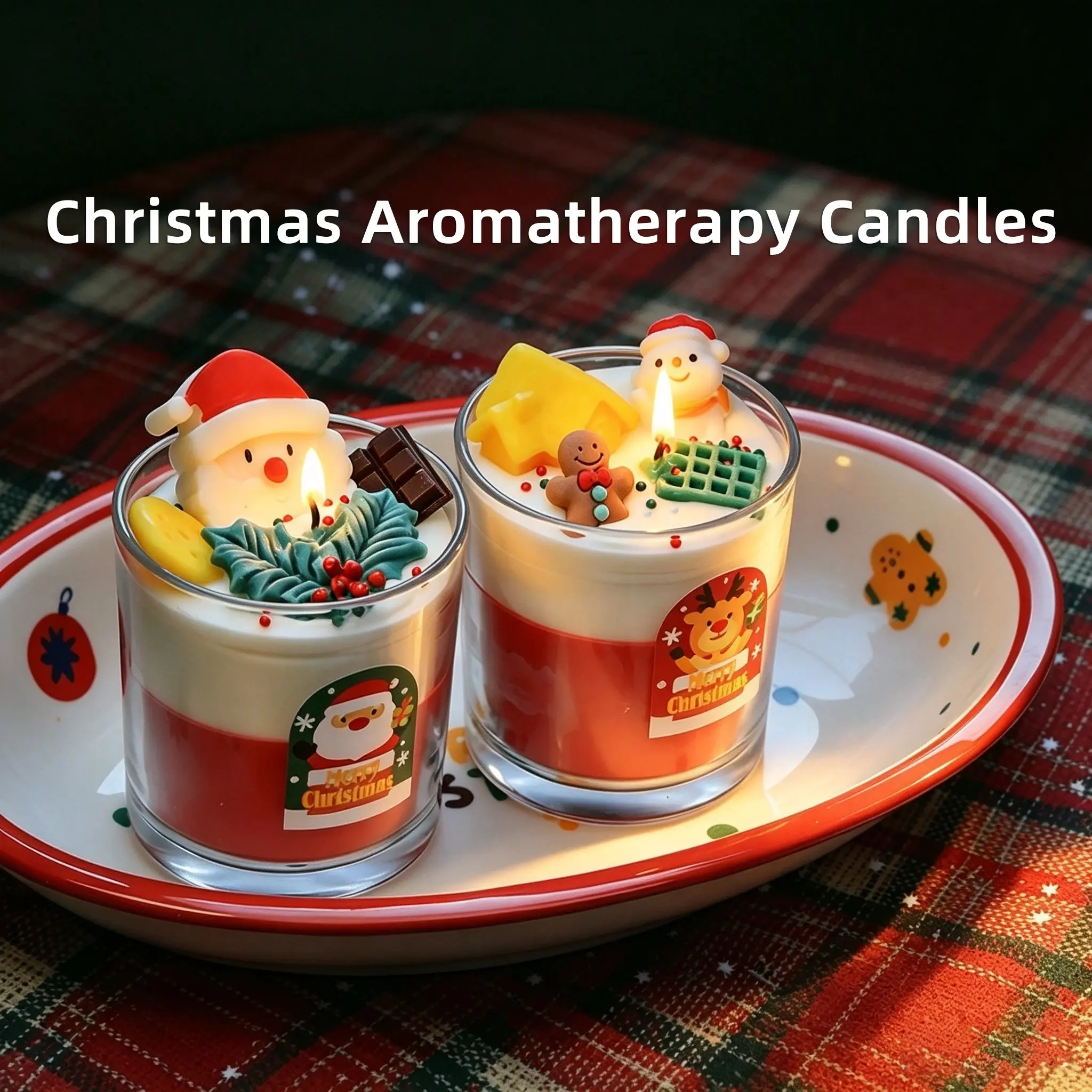 Snowman Christmas Scented Candles Gift Set for Women, Soy Wax Aromatherapy Candles with Essential Oils, Stress Relief Home Fragrance Candles for Bath, Yoga, Christmas Thanksgiving Gift