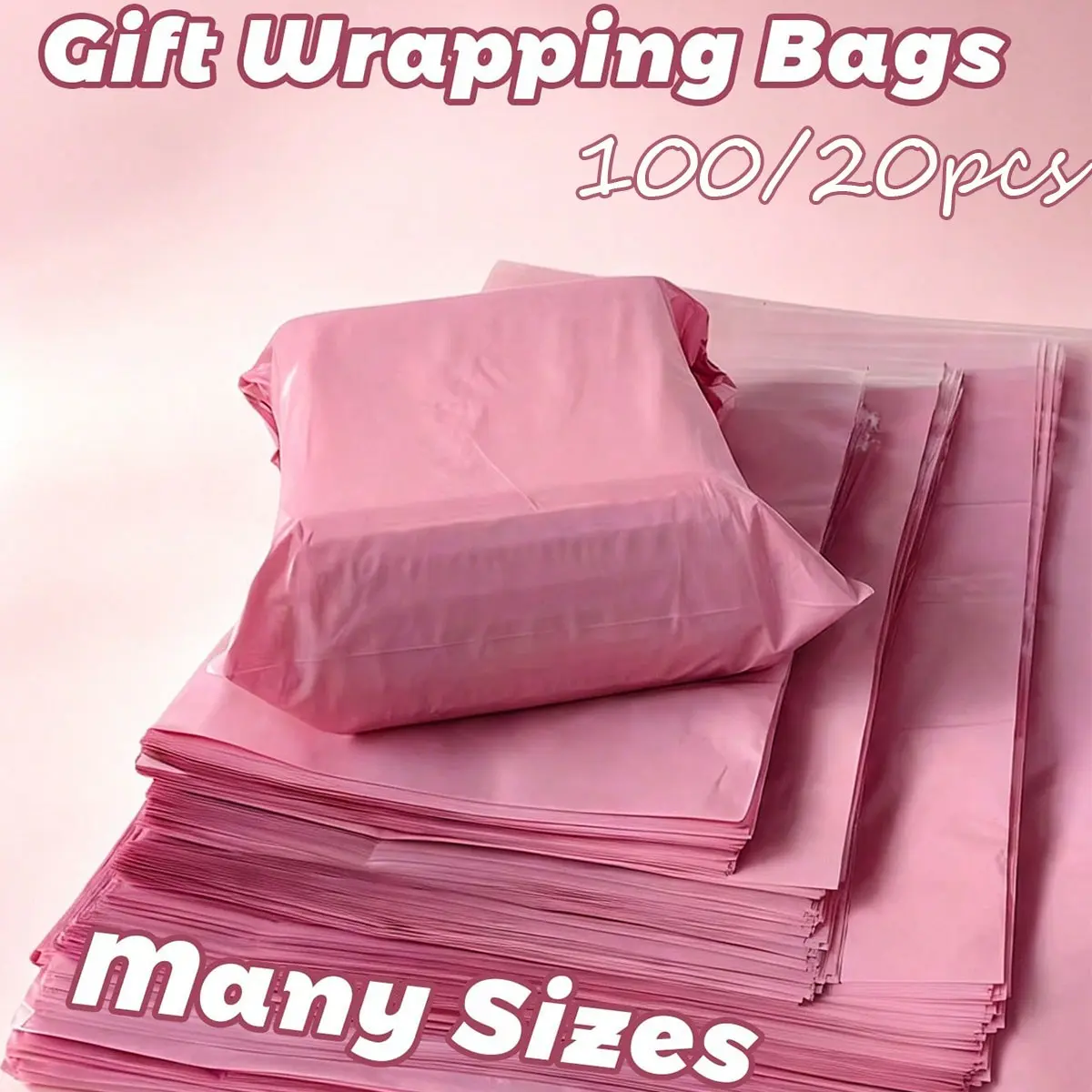 100/20pcs Pink Packaging Bags, Simple Multi-Purpose, Self-Seal, Reinforced Edges, Ideal for Large Items, Clothing, Business Transport, School Office Gifts, Shipping Supplies