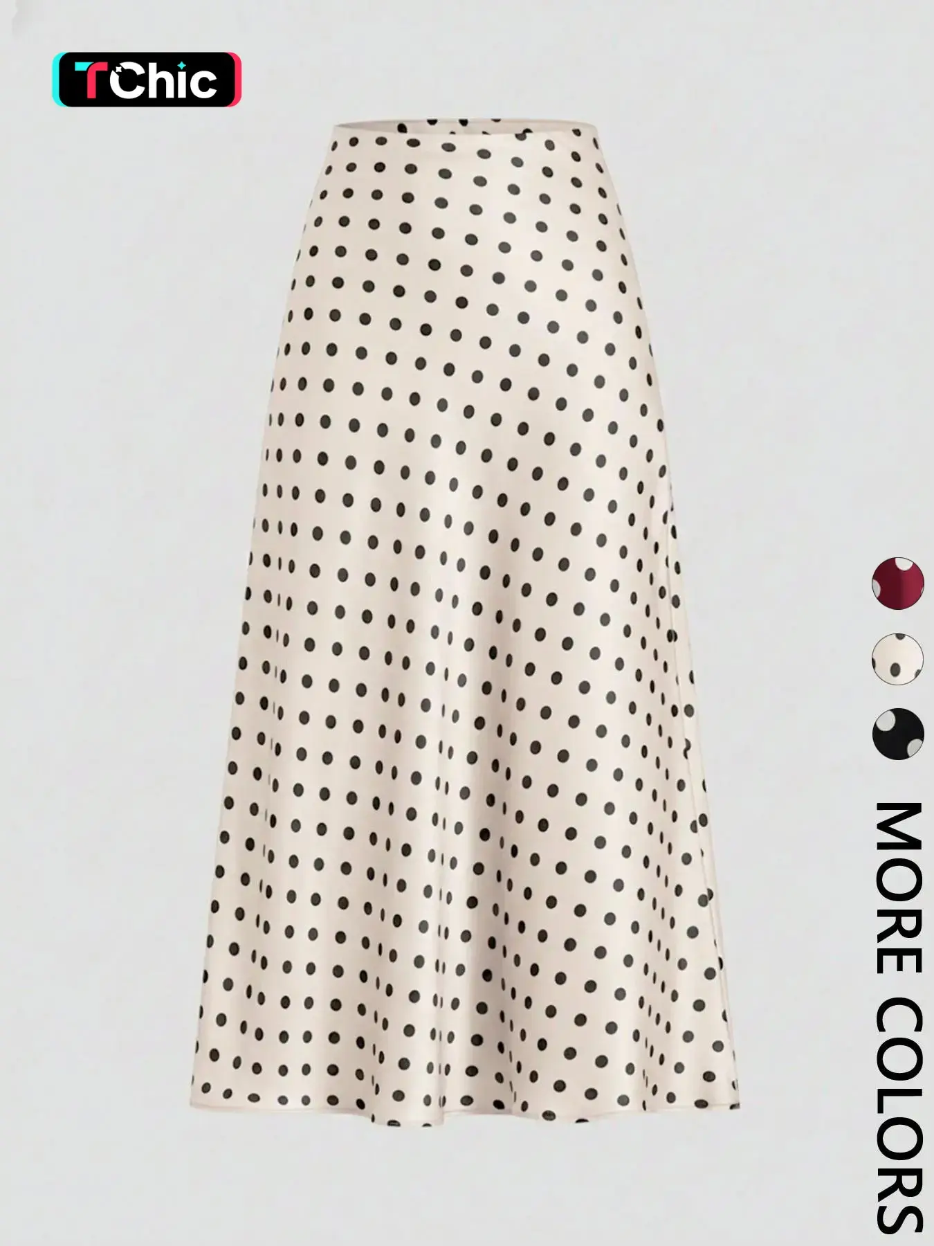 Women's Polka Dot Print Midi Skirt, High Waist, A-Line Flared Hem, Smooth Draped Woven Fabric, Daily Casual Commute, Date, Evening, Party & Vacation Wear, French Retro Style, Fitted Flared Skirts