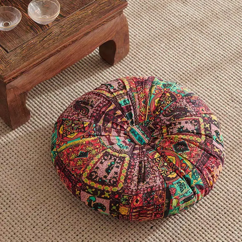 Bohemian Style Round Floor Cushion, Thick Soft Comfortable Sofa Pillow, Meditation Pillow, Home Decor for Living Room, Bedroom, Office, Fabric Cushion, Soft Cushions, Couch Cushion