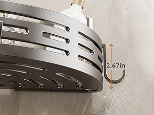 Corner Shower Caddy Suction Cup Shower Shelf Corner No Drilling Bathroom Shower Organizer Storage Rack Adhesive with Towel Bar Hooks (,Matte Gray) : Home & Kitchen