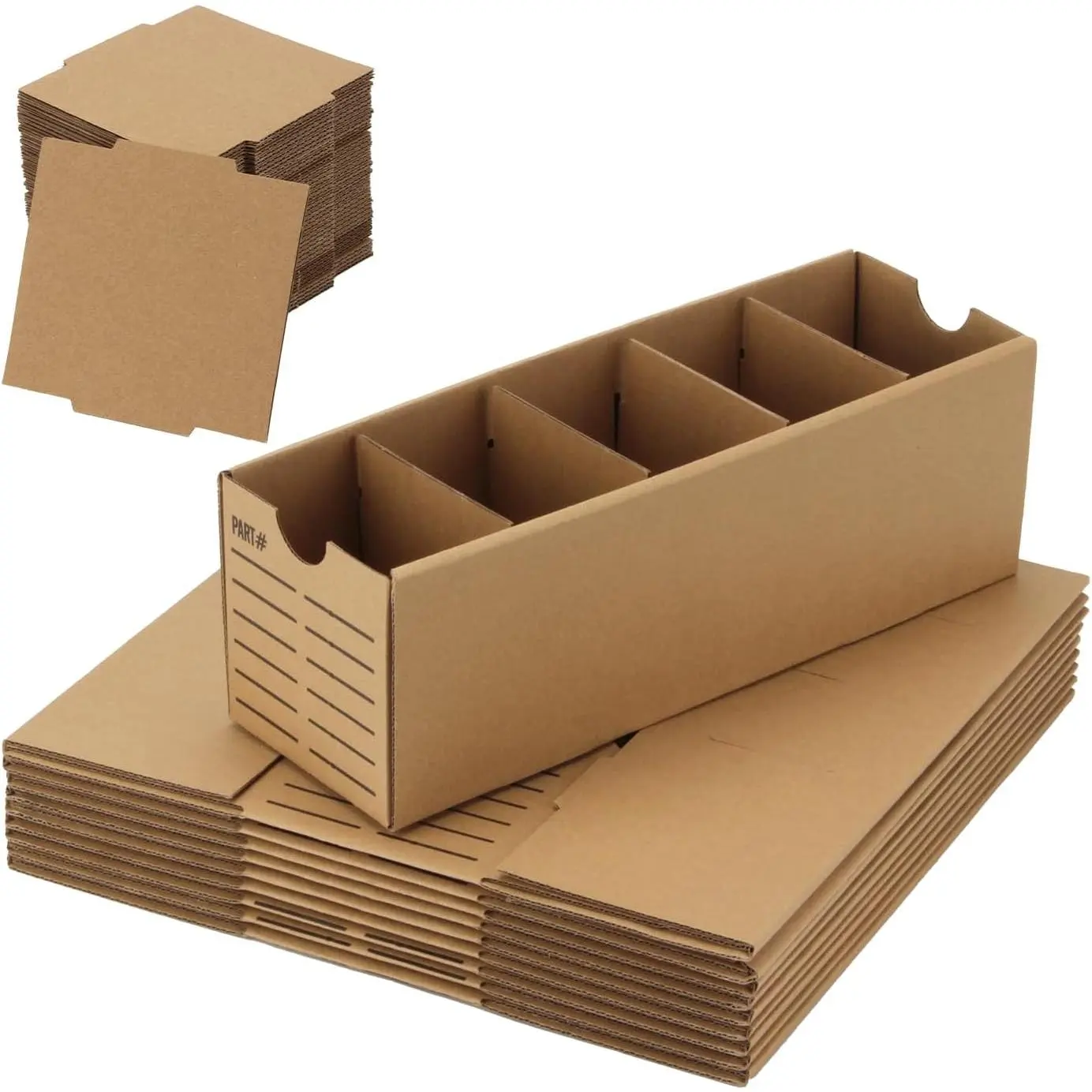 Bins with Dividers, Cardboard Storage Boxes, Pantry Organizer Boxes,  Bins Organizer for Shop,  Cardboard Storage Bins for Shelves Classroom Garage Office Organization (10)