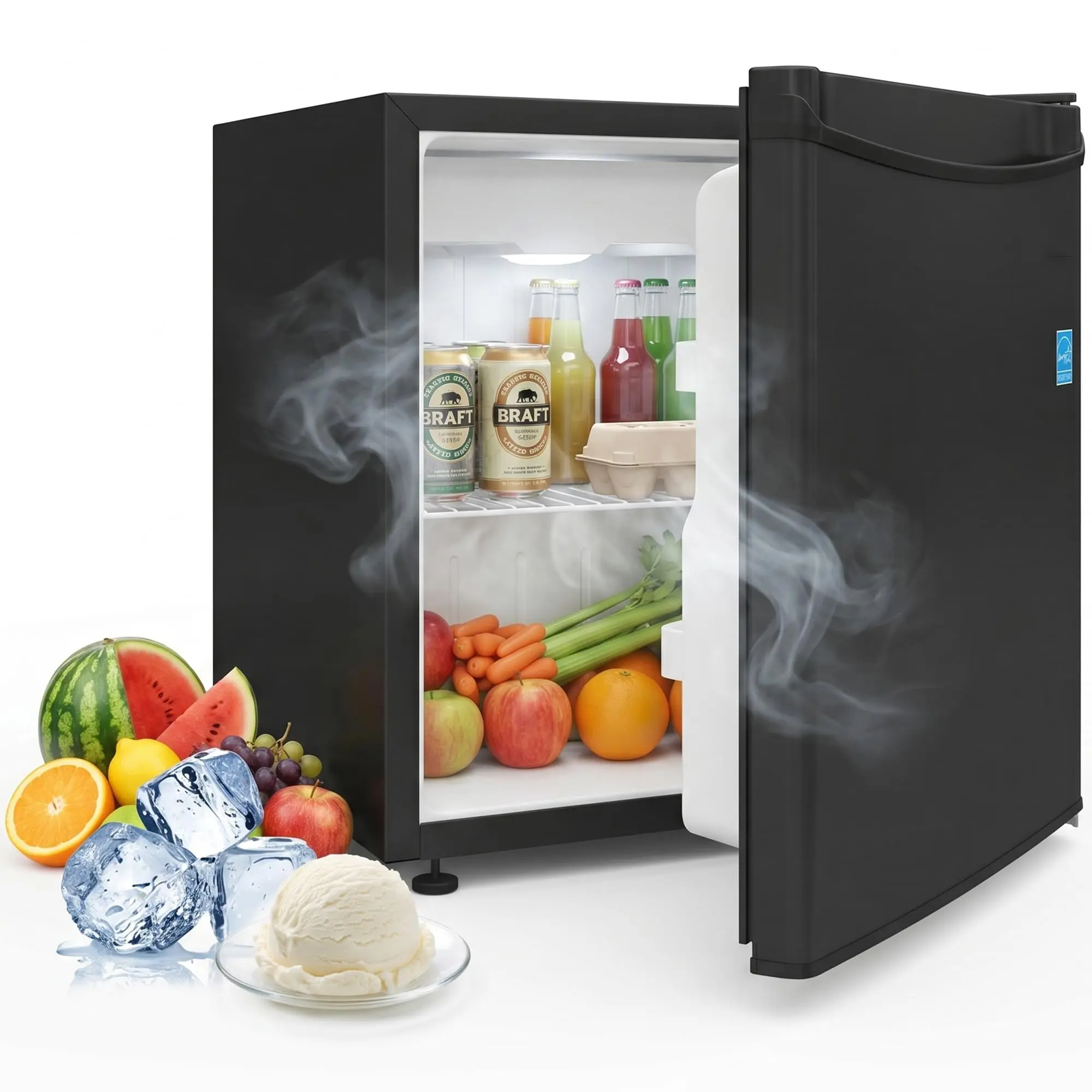 1.6 Cu Ft Mini Fridge Compact Single Door Refrigerator Space Saving Energy Efficient Quiet Office Dorm Room Bedroom Steel Body Small Fridge