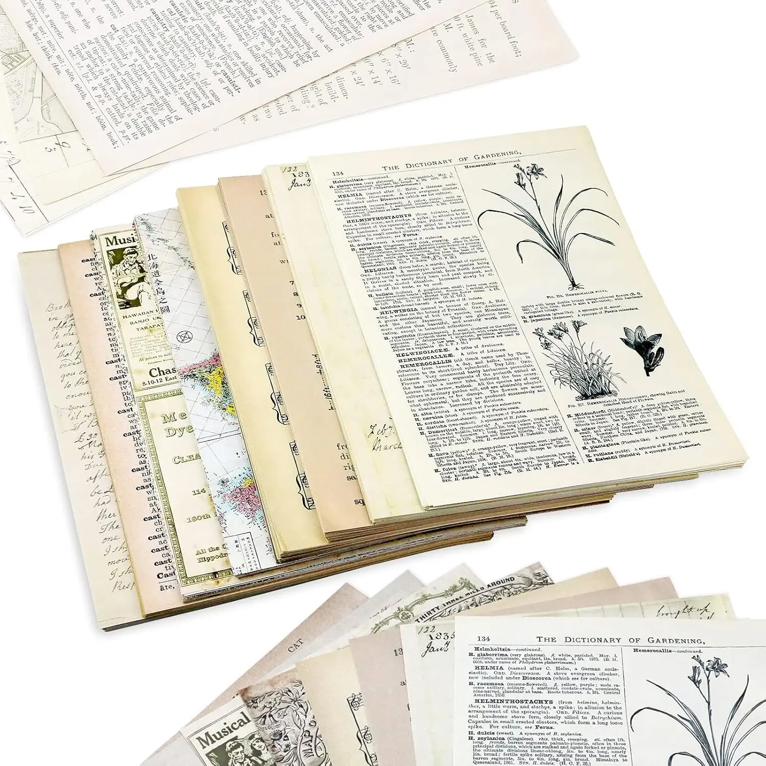 240PCS Junk Journal Pages Vintage Handmade Scrapbook Sheets, Including Mathematics Magazine, Newspaper, Sheet Music and Kraft for Scrapbooking Decoupage Background DIY Craft Decoration (5.51"x 7.87")