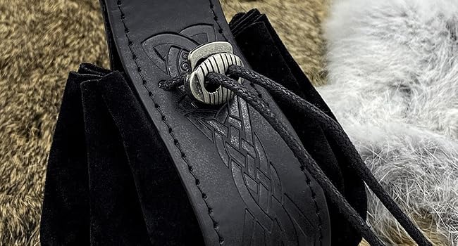 Vintage Medieval Faux Leather Drawstring Pouch, Middle Ages Portable Coin Purse, Rivets Belt Pouch Dice Bag For LARP Ren Faire (Brown A) Vintage Medieval Faux Leather Drawstring Pouch, Middle Ages Portable Coin Purse, Rivets Belt Pouch Dice Bag For LARP Ren Faire (Brown A)