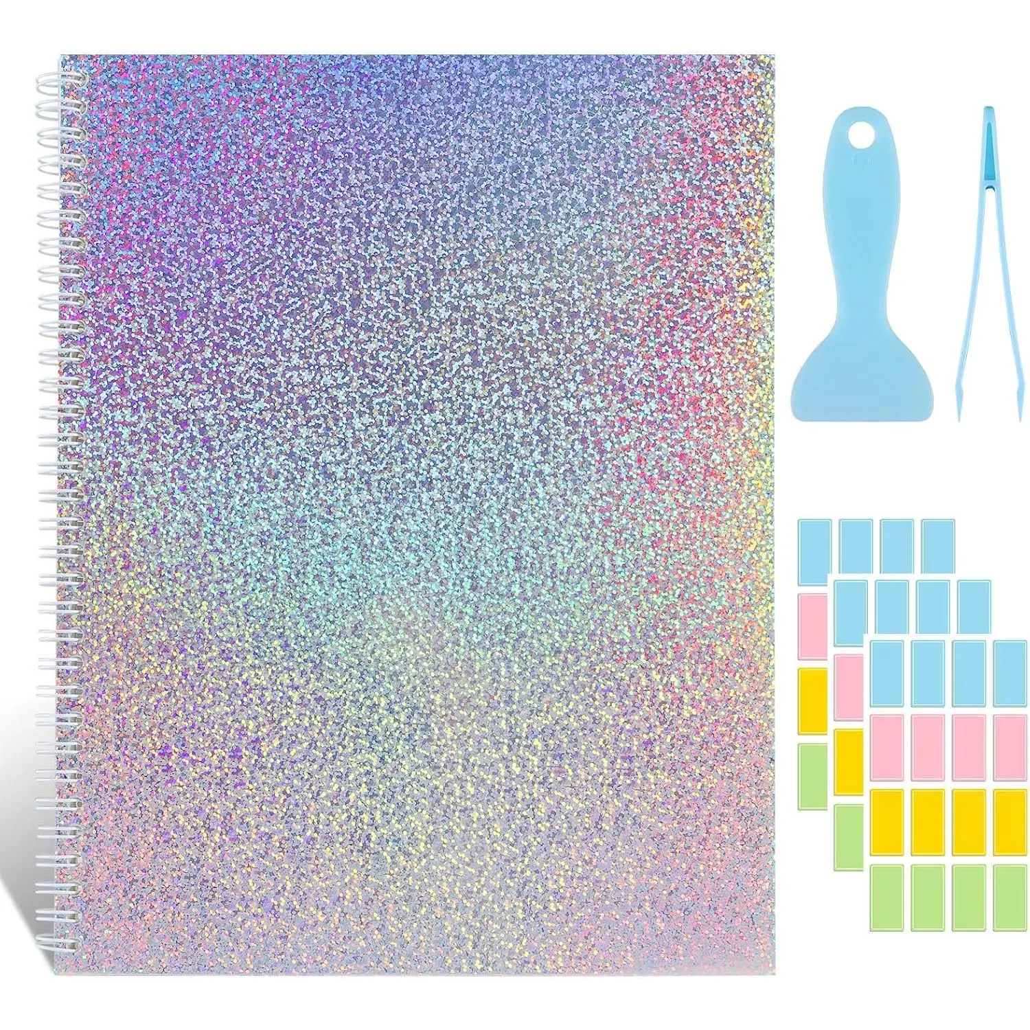 Large  Sticker Book Collecting Album Sticker Collection Storage Book for Adults 40 Sheets Blank Release Paper 8.5×11 Inch (Holographic)