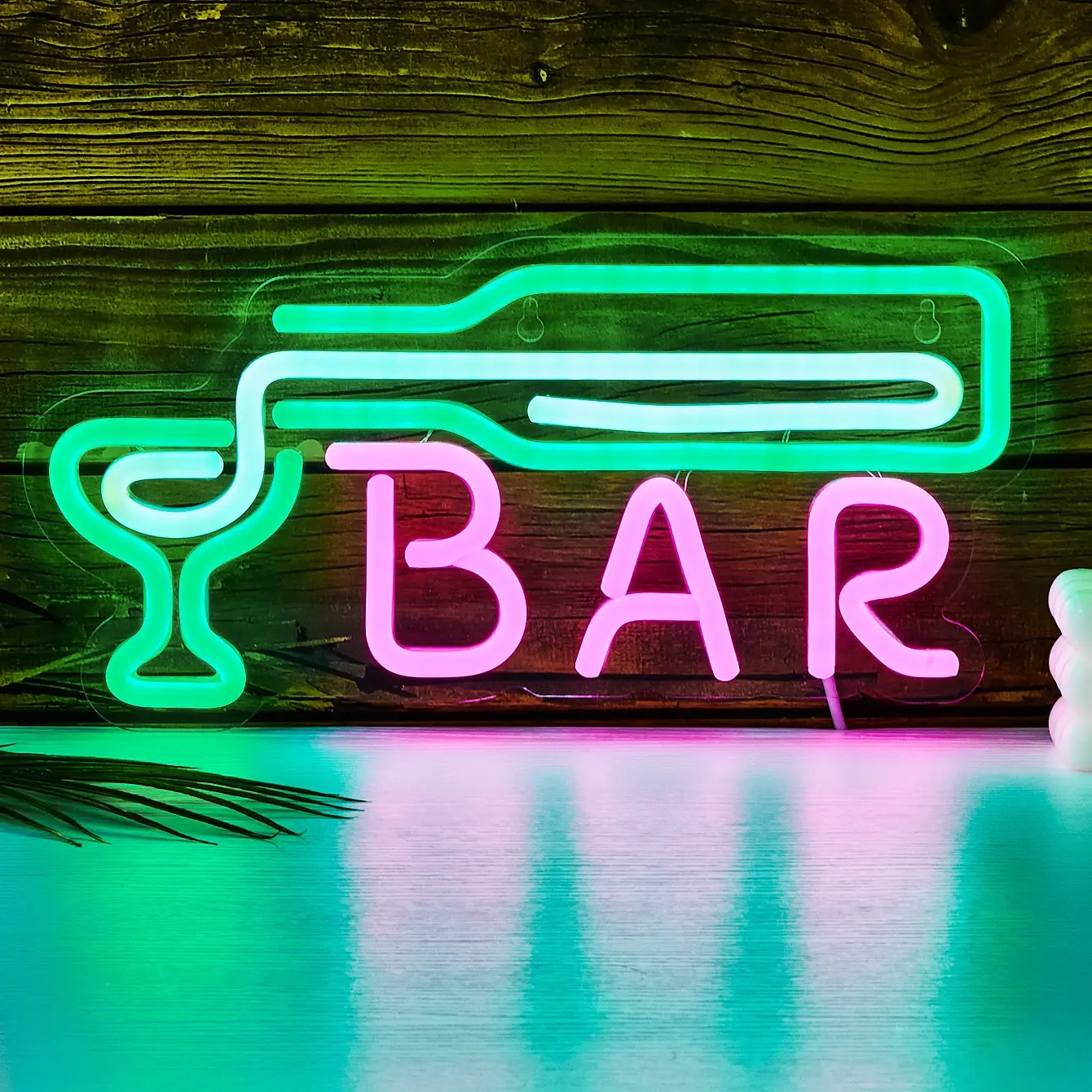 Neon Light Bottle Shape Decorative Lamp, USB Powered Party Decoration, Bar Cabinet Kitchen Display, Online Switch, 11.6x5.8 Inch