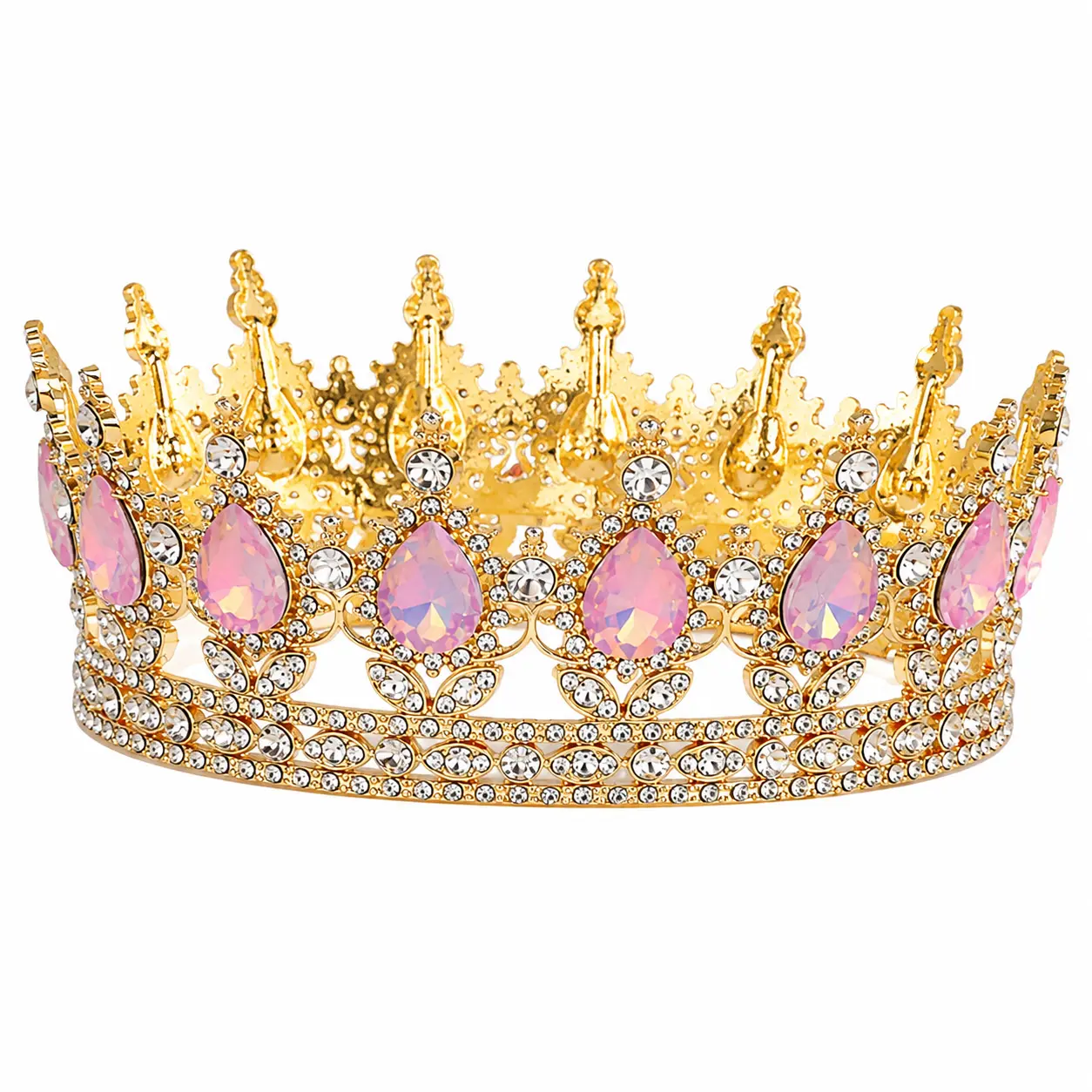 Elegant Full-Round Bridal Crown Cake Topper for Wedding Desserts – Handcrafted Metallic Finish Crown Decoration Suitable for European and American Style Bridal Cakes, Royal-Themed Celebrations, and Elegant Tiered Cake Displays