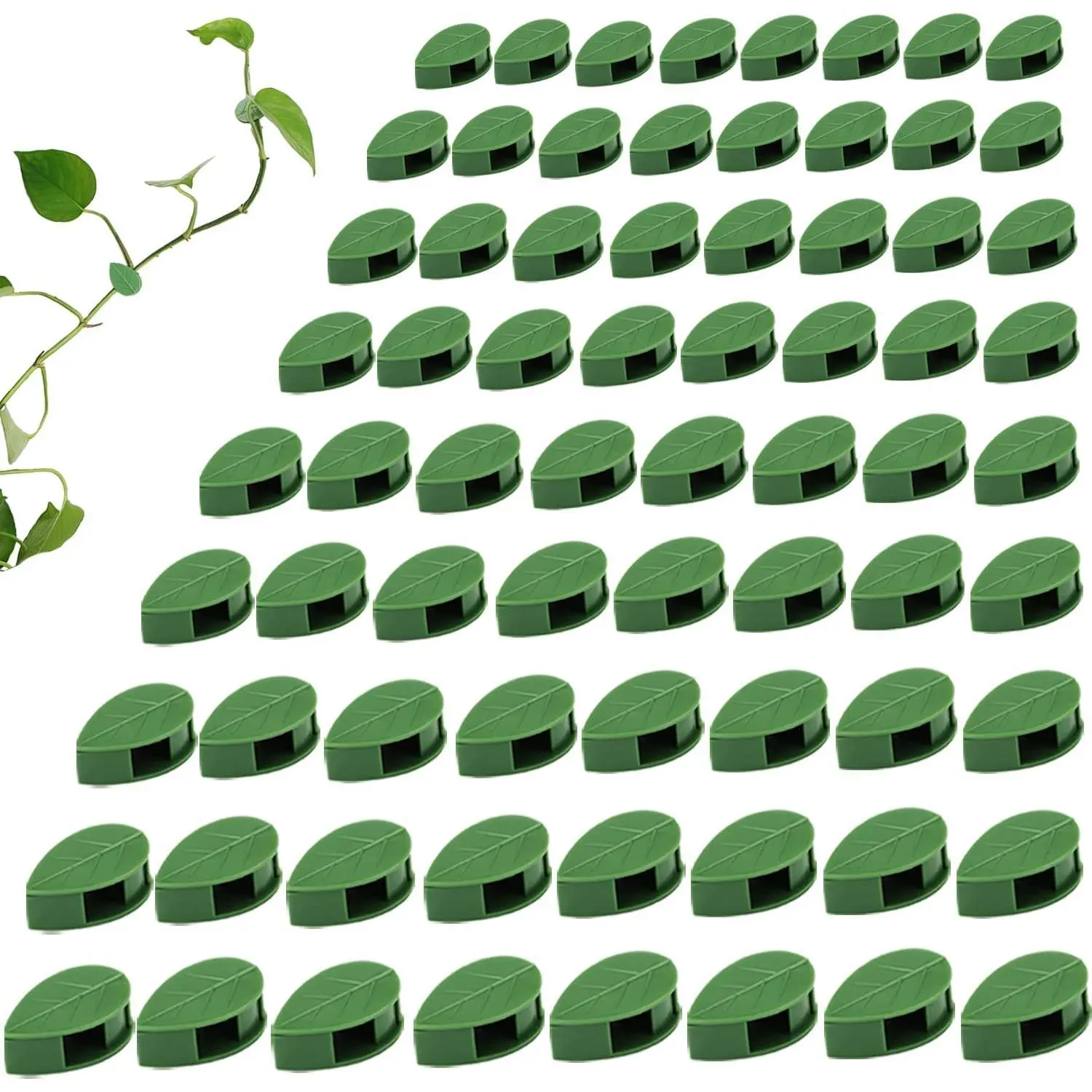 72 Pcs Plant Climbing Wall Fixture Clips, Plant Fixer Invisible Wall Vines Fixing Clips with 72 Pcs Acrylic Adhesive Sticker, Self-Adhesive Hook Plant Vine Support Holder