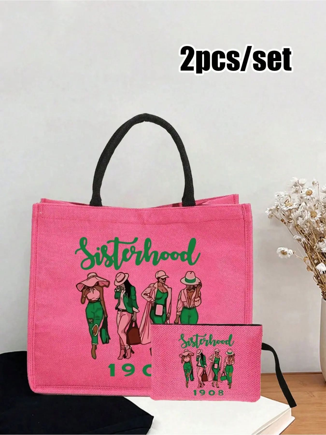 Sisterhood 1908 Classic Large Capacity Handbag, Women's Multifunctional Commuter Bag, Sister Pattern Design, Ideal Gift for Friends or Mother's Day
