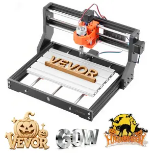 VEVOR 3018 CNC Router Machine, 60W Spindle, 3-Axis Wood Engraving Milling Machine, with 300x 180x 40 mm Working Area, Aluminum Alloy Structure, for Wood Acrylic Carving Cutting