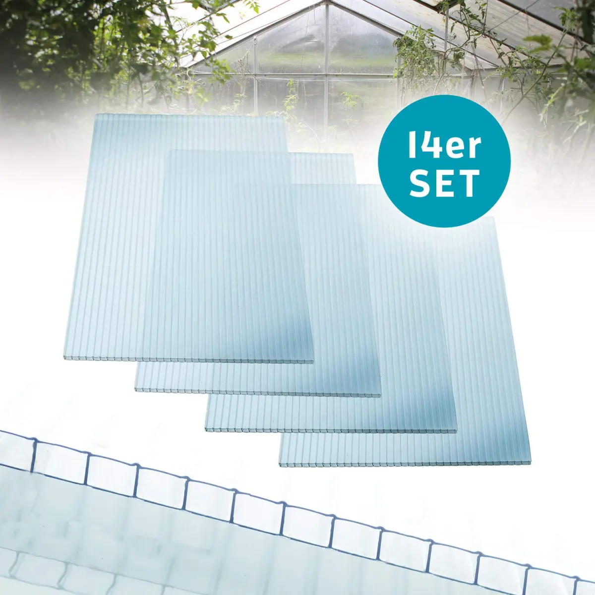 48In * 24In Rectangle Transparent Multiwall Polycarbonate Sheets, 0.15in Thick 14 Sheets, Lightweight (700G/㎡ per sq m) UV Block Anti-Drip Unbreakable Light Diffusing Greenhouse Roof Panels for Home Improvement Garden Buildings