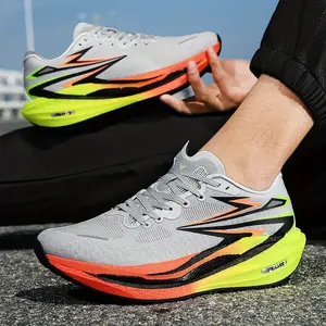 Bdhjydb Men's Geometric Fabric Running Shoes, Breathable Cushioned Carbon Plate Sneakers for Marathon and Daily Wear
